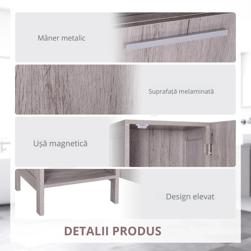 Kleankin Coloana Baie 30×32×172,5 cm – Alba cu Rafturi & Dulapuri(m-6)