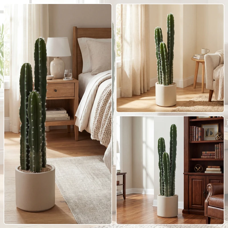 HOMCOM Kunstplant cactus groot 95 cm met pot, realistisch voor thuis, kantoor, groen