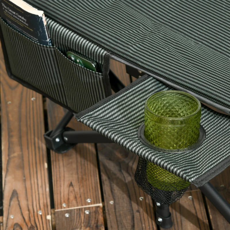 Outsunny Șezlong pliabil, spătar reglabil, cu suport pentru pahare, până la 120 kg, 68 x 190 x 48 cm, Gri