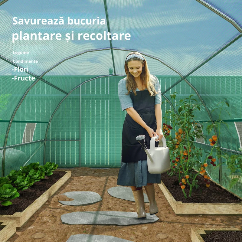 Outsunny Sera Gradina 3×2 m, Verde, PE & Cadru din Otel(m-4)