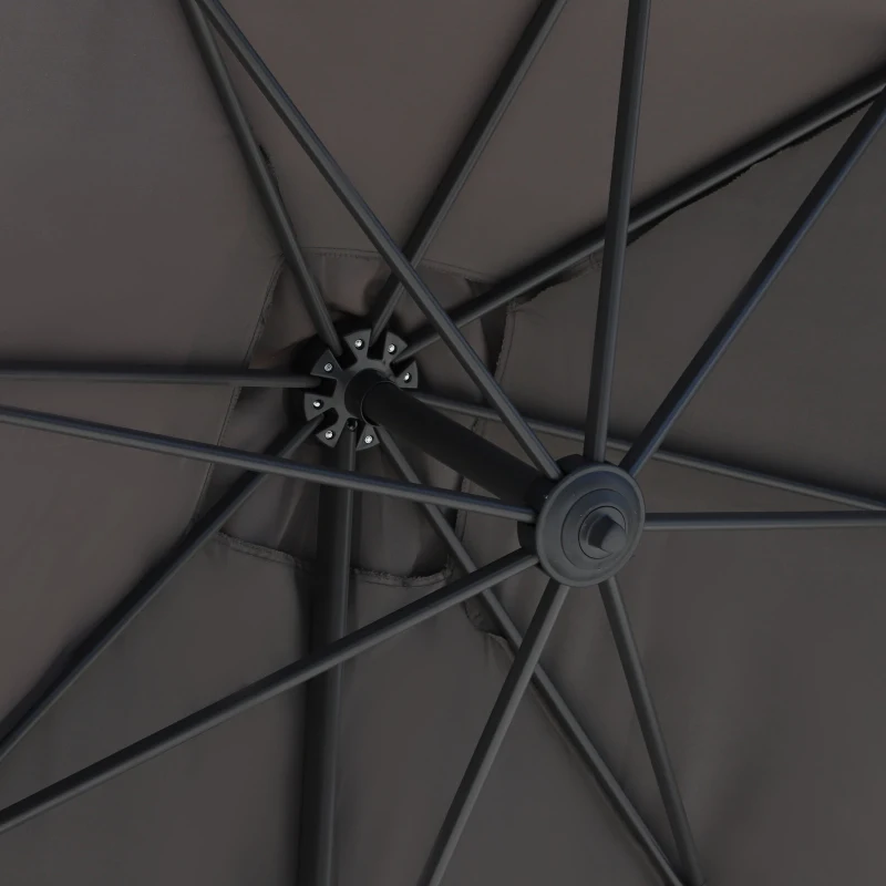Outsunny Sonnenschirm 245 x 245 cm Kurbelschirm Ampelschirm mit Kurbelvorrichtung Sonnenschutz Alu Roma Schirm Neigungswinkel verstellbar Grau