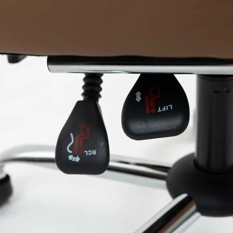 HOMCOM 155° Reclining Faux Leather Swivel Office Chair - Brown