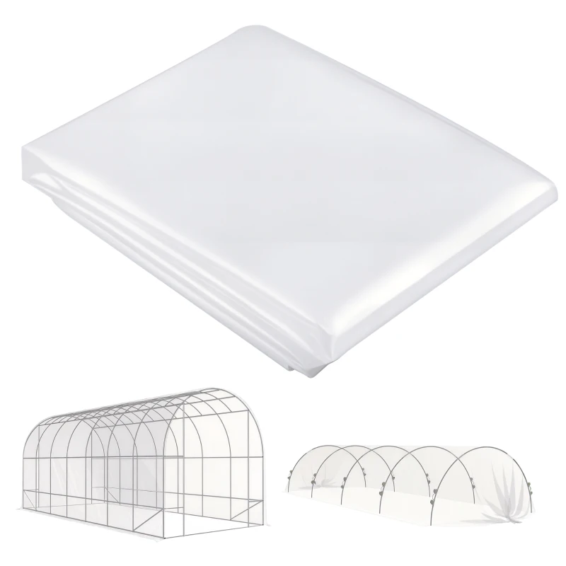 Outsunny Husă pentru seră din plastic, prelată pentru acoperirea plantelor, rezistentă la UV, impermeabilă, 7 x 8 m