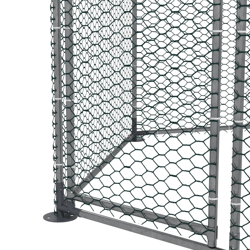 PawHut Țarc pentru găini exterior 5 m² parc cu plasă dim. 2,8L x 2,45l x 2,46H - spațiu acoperit - 5/8 găini