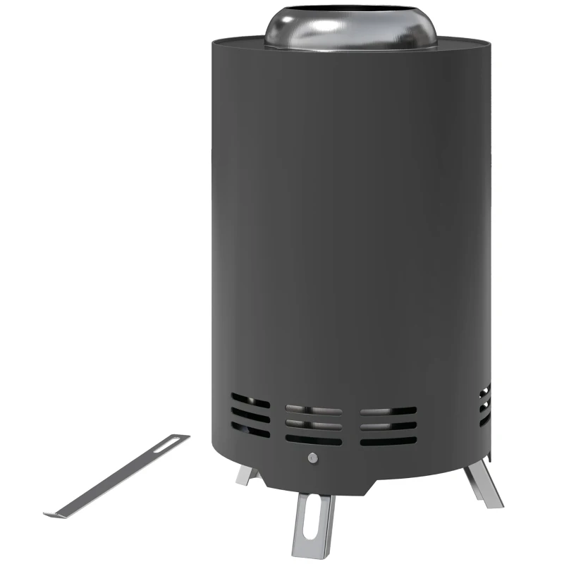 Outsunny Vatră de foc Ø16x25cm din oțel inoxidabil cu cârlig, fără fum, Gri