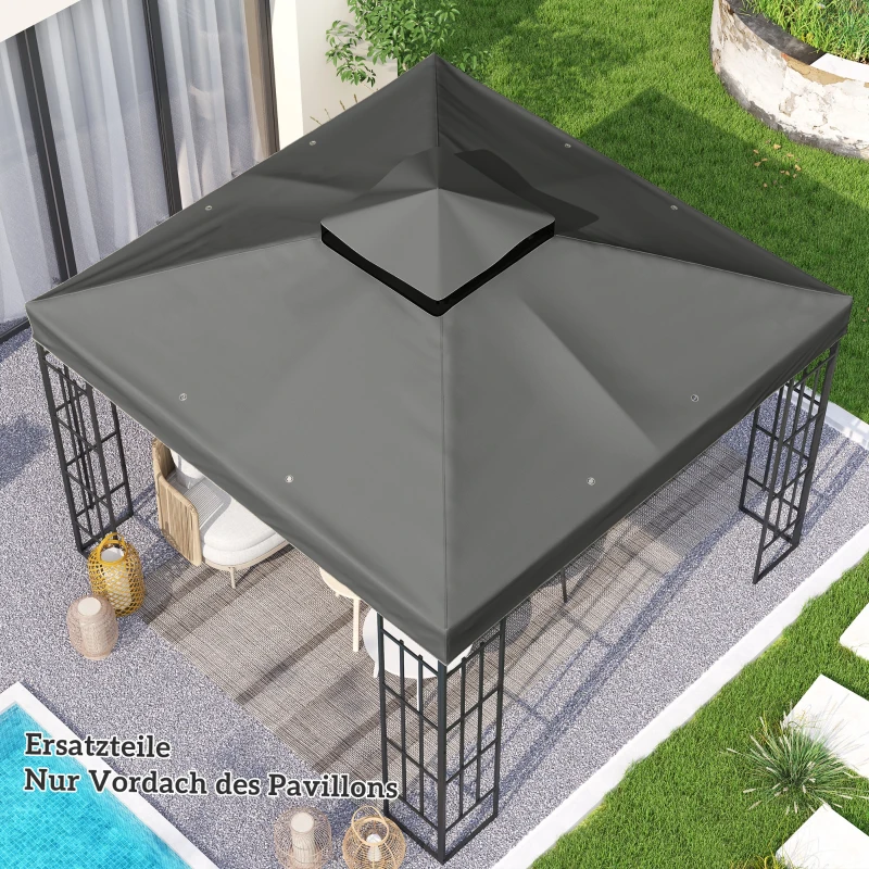 Outsunny Husă de schimb pentru pavilion 3 x 3 m, prelată de schimb pentru pavilion cu orificii de scurgere a apei, UPF30+, protecție solară, gri închis