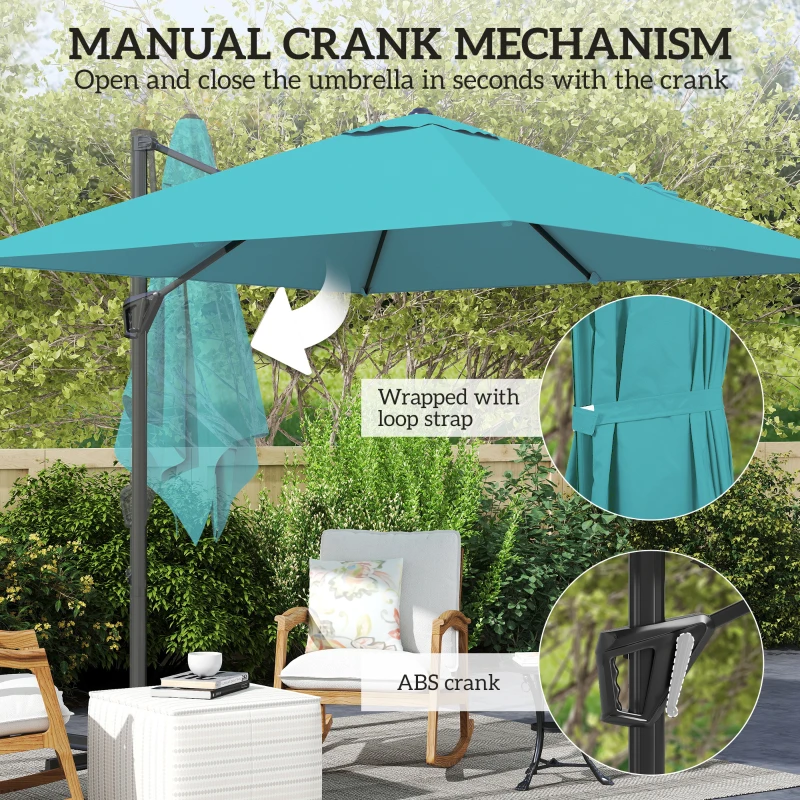 Outsunny Patio Offset Parasol Umbrella - Blue