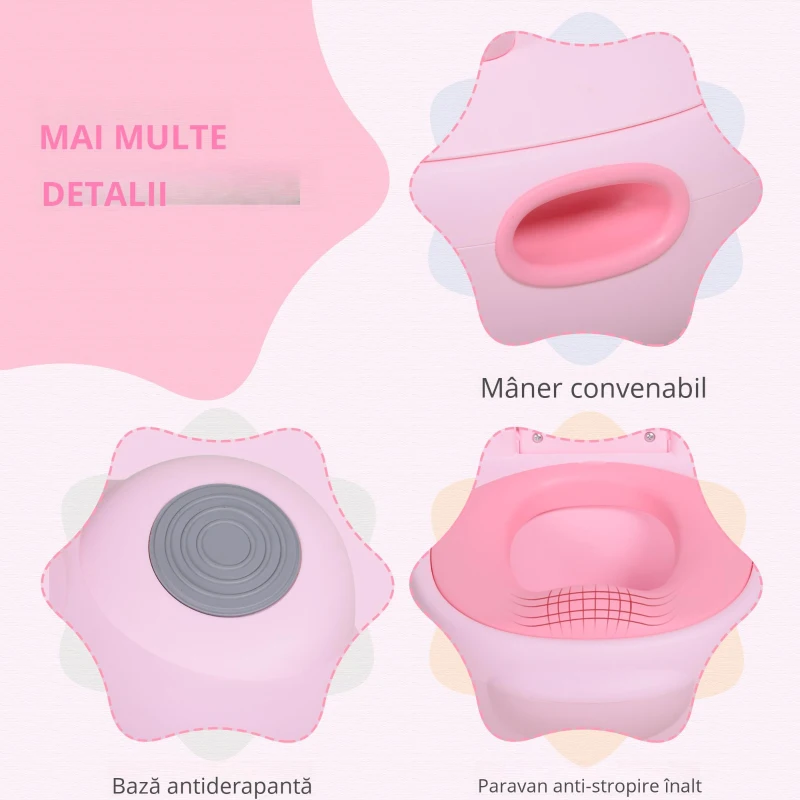 Homcom Olita Copii Hipopotam Roz – Antialunecare, de la 6 Luni