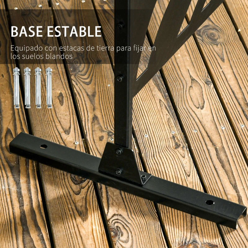 Outsunny Biombo de 3 Paneles 122x198 cm Biombo Separador de Ambientes con Soporte Diseño de Hojas Negro