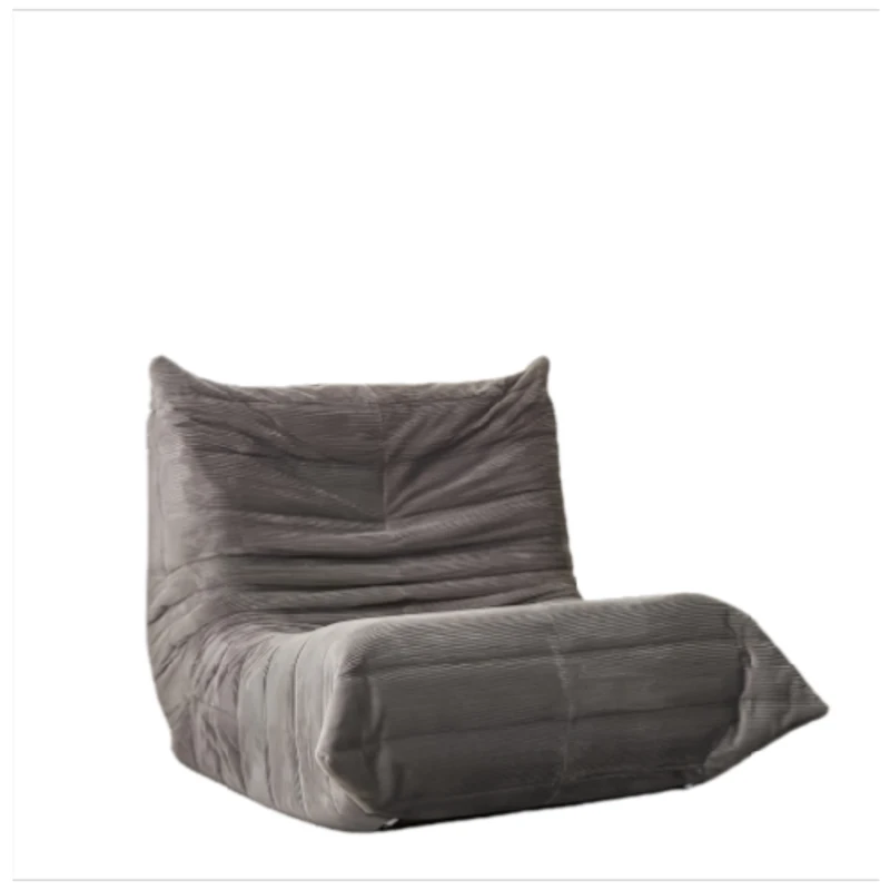 Soft Corduroy Floor Chair with Neck, Lumbar Support and Deep Seat, Skin-Friendly Sofa with Anti-Slip Base, 105L x 95W x 85H cm, Light Gray