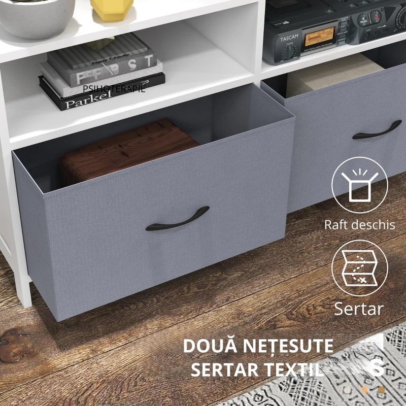 HOMCOM Suport Dulap TV pentru Televizoare de pana la 45”, Centru de Divertisment cu Sertare Pliabile si Rafturi de Depozitare pentru Camera de Zi, Dormitor