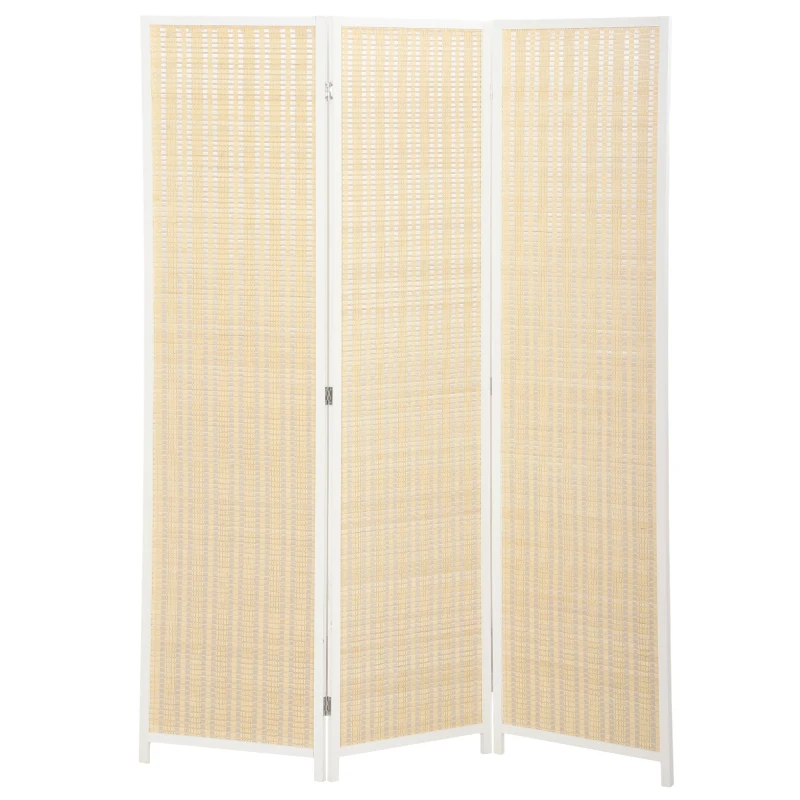 HOMCOM Biombo de madeira separador de ambientes divisória dobrável 3 painéis 135 x 180 cm branco