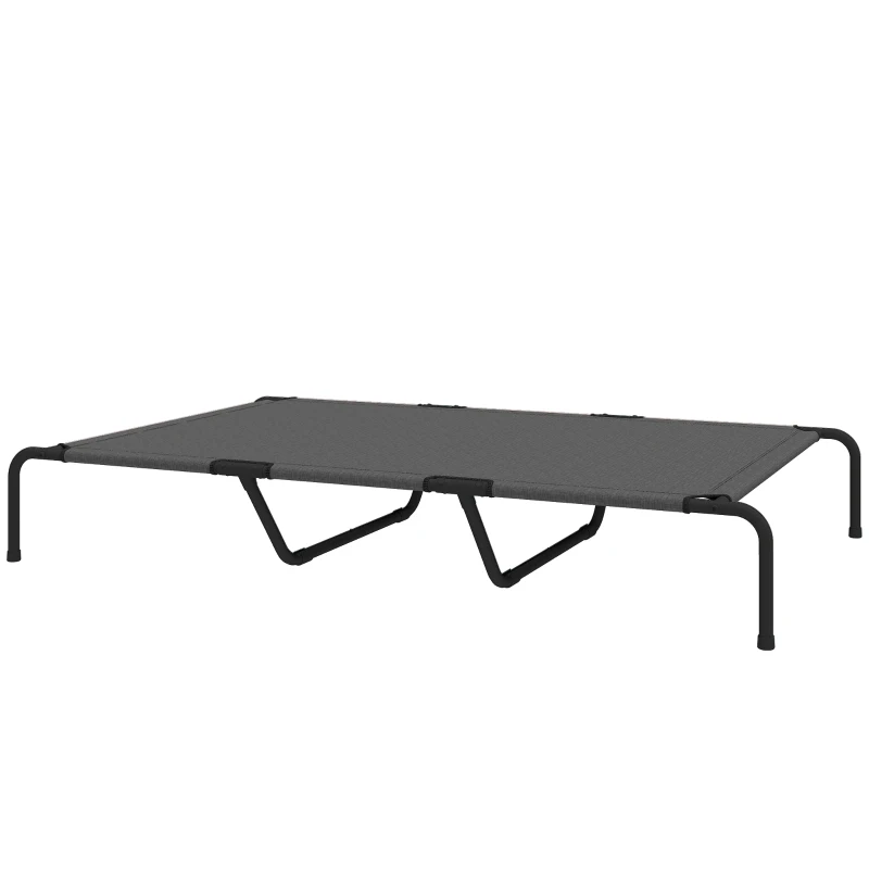 PawHut Pat Ridicat pentru Câini de Talie Mare, Targă Portabilă din Oțel și Plasă Respirabilă, Ușor de Montat, Gri, 152x94x23 cm