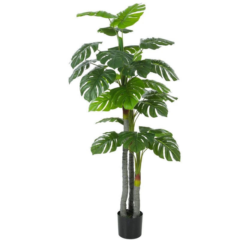 HOMCOM Arbore artificial Monstera H.1,5 m Trunchi și ramuri realiste, finisaj mușchi, frunze 'tortue', ghiveci inclus