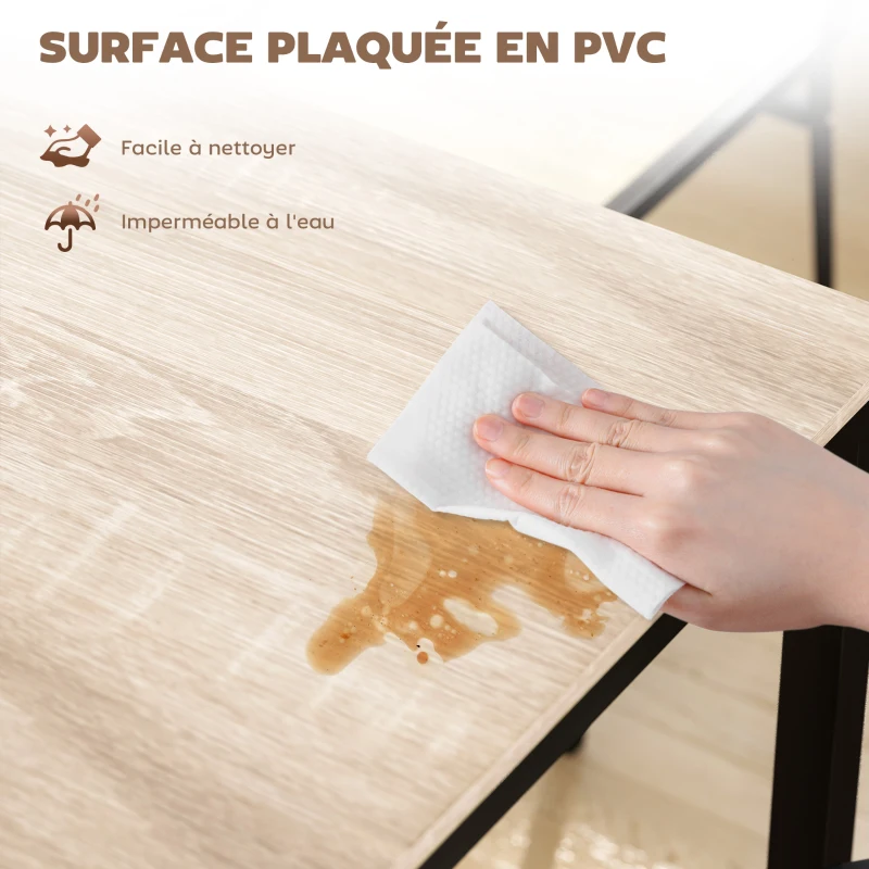 HOMCOM Ensemble table à manger 5 pièces avec 4 chaises lateau MDF coloris bois de chêne châssis métal noir