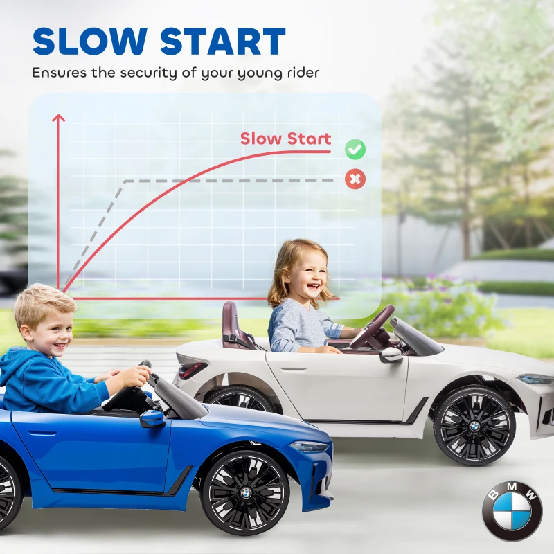 HOMCOM BMW i4 Licensed 12V Kids Electric Ride-On Car, Blue
