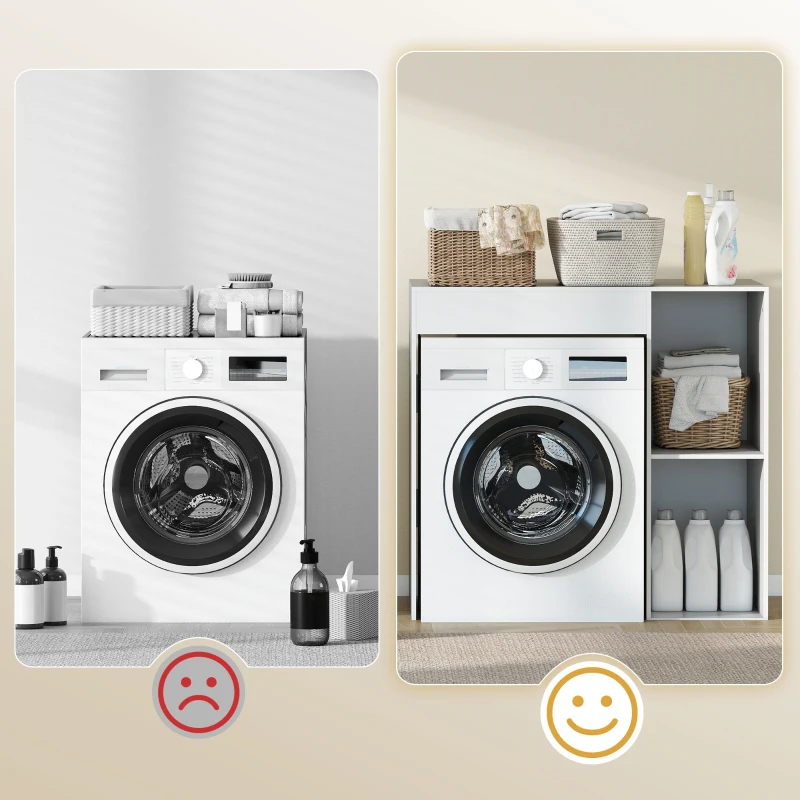 HOMCOM Kast boven wasmachine, badkamer-organizer boven toilet met open opbergvakken voor wasruimte, Wit