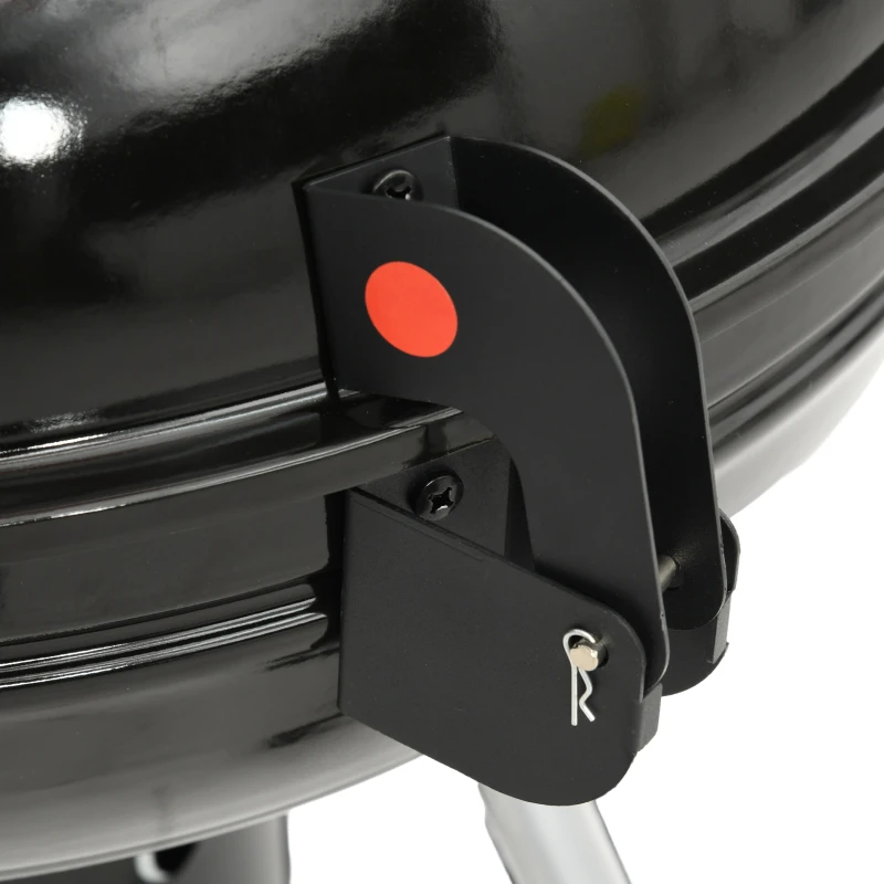 Outsunny Grătar rotund, Ø54 cm Grillrost, Warmhalterost, Ablage, Aschefach, Thermometer, 55 x 65 x 89 cm, Negru