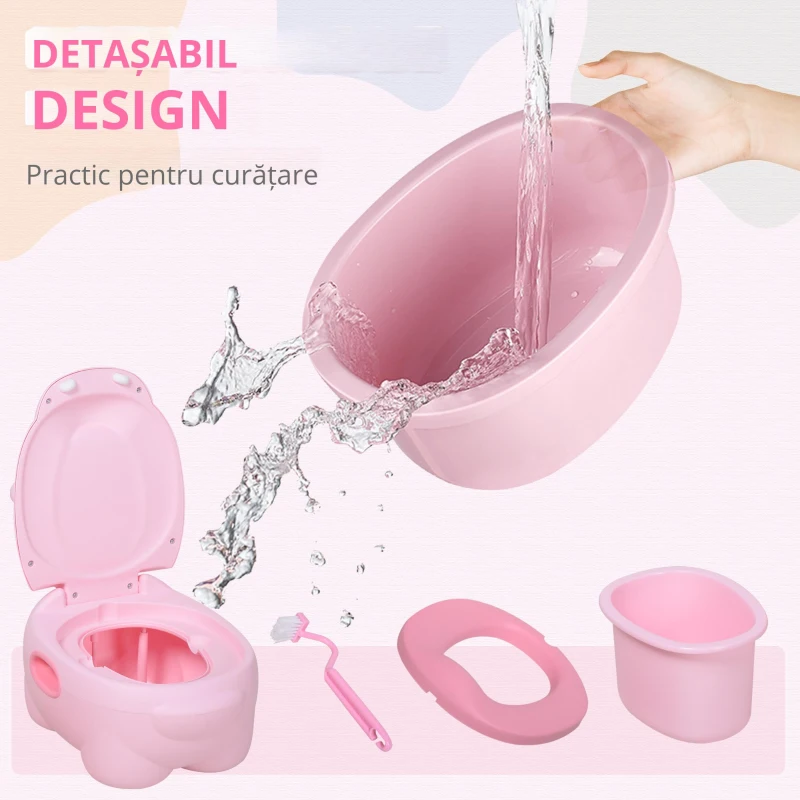 Homcom Olita Copii Hipopotam Roz – Antialunecare, de la 6 Luni