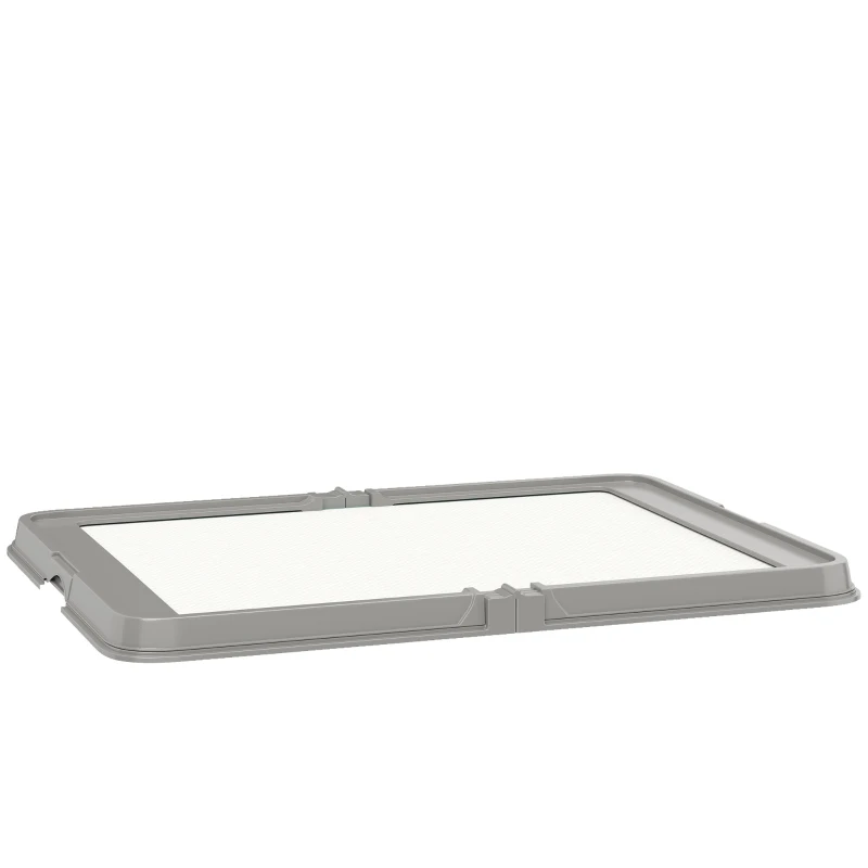 PawHut Toilette pliable pour chiens 86x62 cm Plateau sanitaire Chiens Entraînement 3 alèses Pieds antidérapants Gris