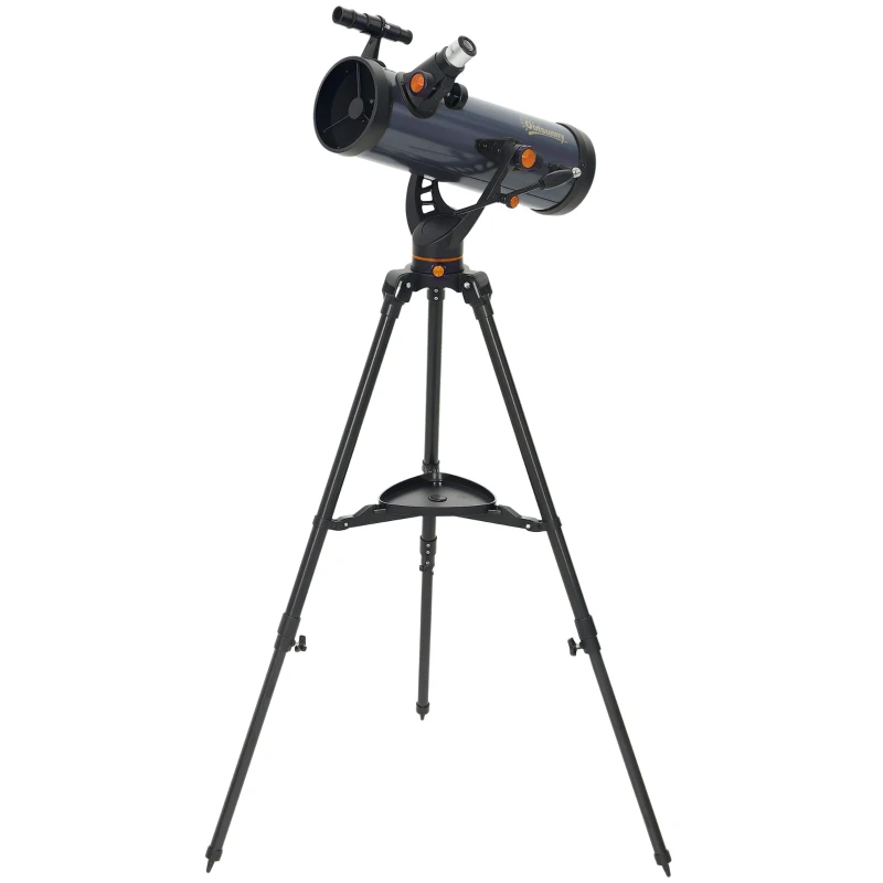 Outsunny Telescop reflector, obiectiv 114 mm, 2 oculare, lunetă de căutare, aluminiu, albastru închis