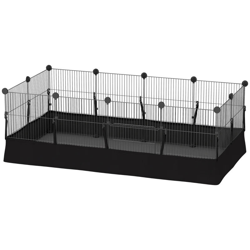 PawHut Tarc de joacă, tarc cu 12 panouri, tarc pentru animale mici, iepuri, porcușori de Guineea, 120x60x40 cm, Negru