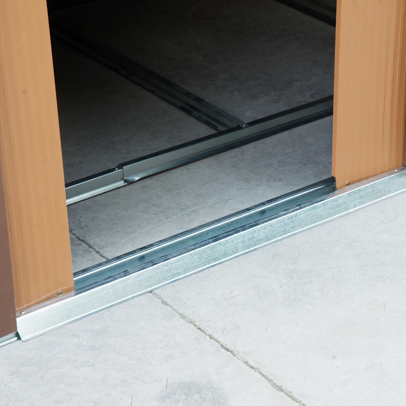 Outsunny Casuta Gradina Fier Galben 277×191×192 cm – Magazie Spatioasa(m-19)