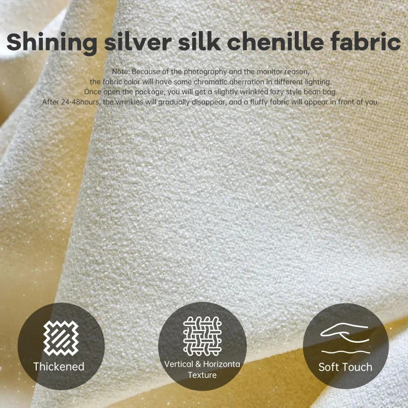 Soft Bean Bag Lazy Sofa with Ergonomic Full-Body Support, Couch with High-Rebound, Stain-Resistant Sponge, 110L x 90W x 67H cm, White