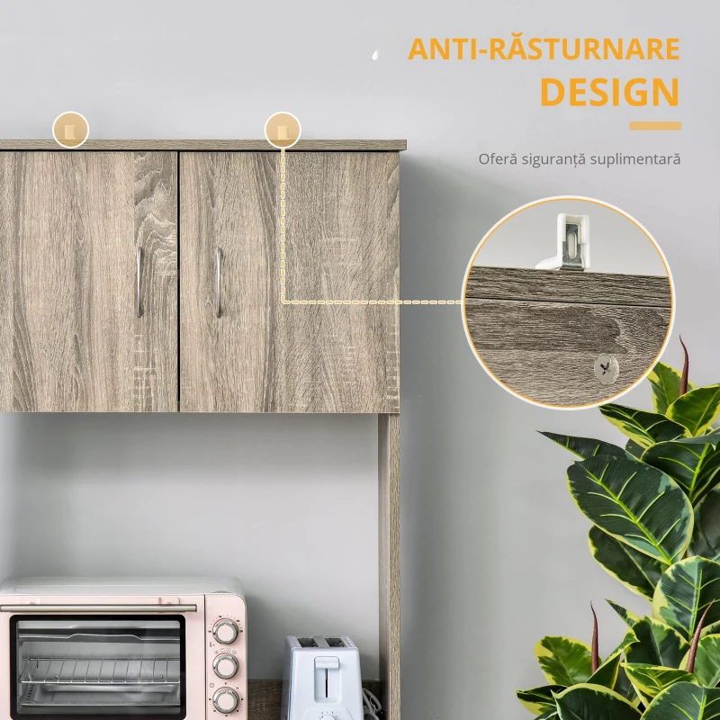 HOMCOM Bufet Modern pentru Bucatarie sau Sala de Pranz, 71x41x178cm, Gri(m-6)