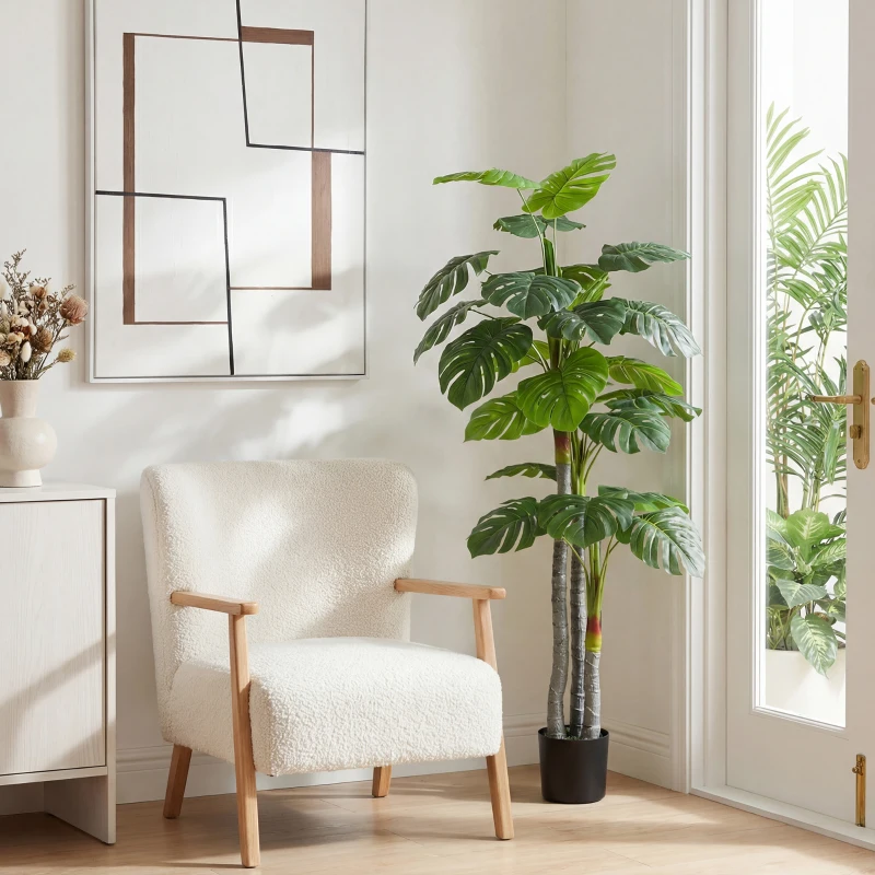 HOMCOM Árvore Artificial Planta Artificial Monstera H.1,5 m Tronco Ramos Líquen Folhas tipo tartaruga Alto realismo Vaso incluído