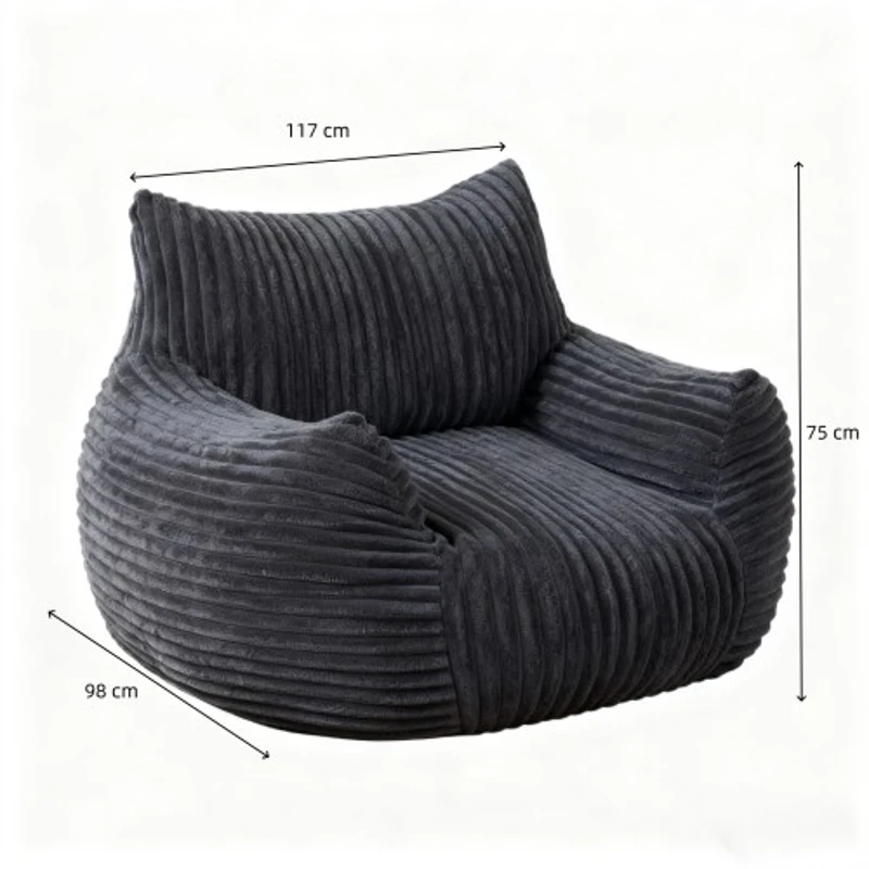 Ultra-Soft Fur Bean Bag Chair with High-Density Shredded Foam, Ergonomic Sofa with Skin-Friendly Lint-Free Fur, 117L x 98W x 75H cm, Black