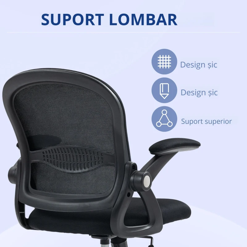 Vinsetto Scaun Birou Ergonomic – Spatar Plasa & sezut Tapitat