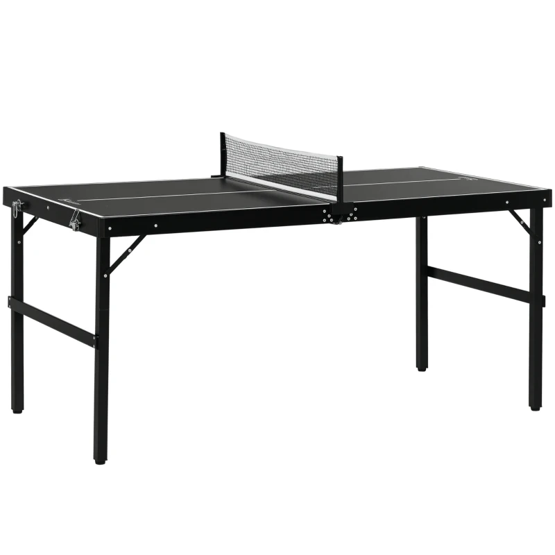 SPORTNOW Set de tenis de masă, pliabil, încuietoare și mâner, cadru din aluminiu, 152x76x72 cm, Negru