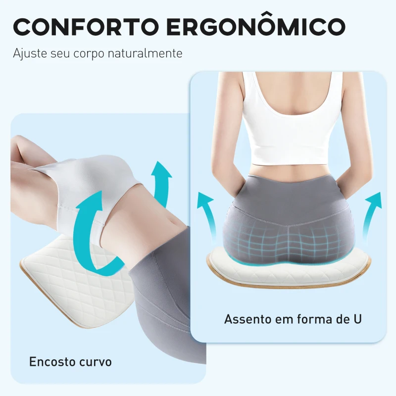 HOMCOM Cadeira de Escritório sem Braços Giratória Estofada em Couro Sintético com Encosto Curvado Assento em Forma de U Altura Ajustável Basculante 48,5x53x88-98 cm Branca