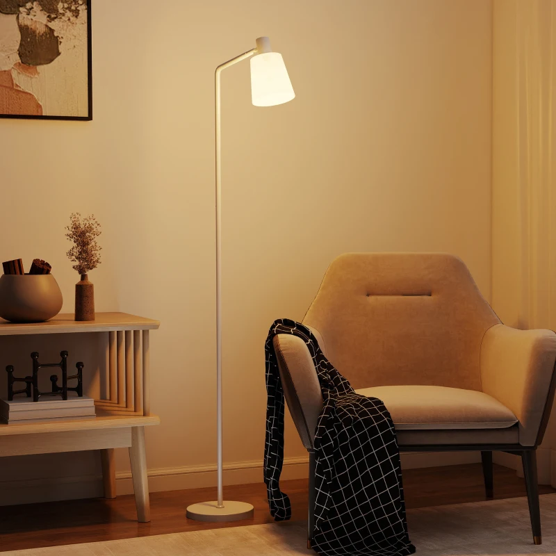 HOMCOM Candeeiro de Pé LED Regulável com Ecrã Giratório 350° 3 Temperaturas de Cor 3000K/4000K/6500K 45x21x148 cm Branco