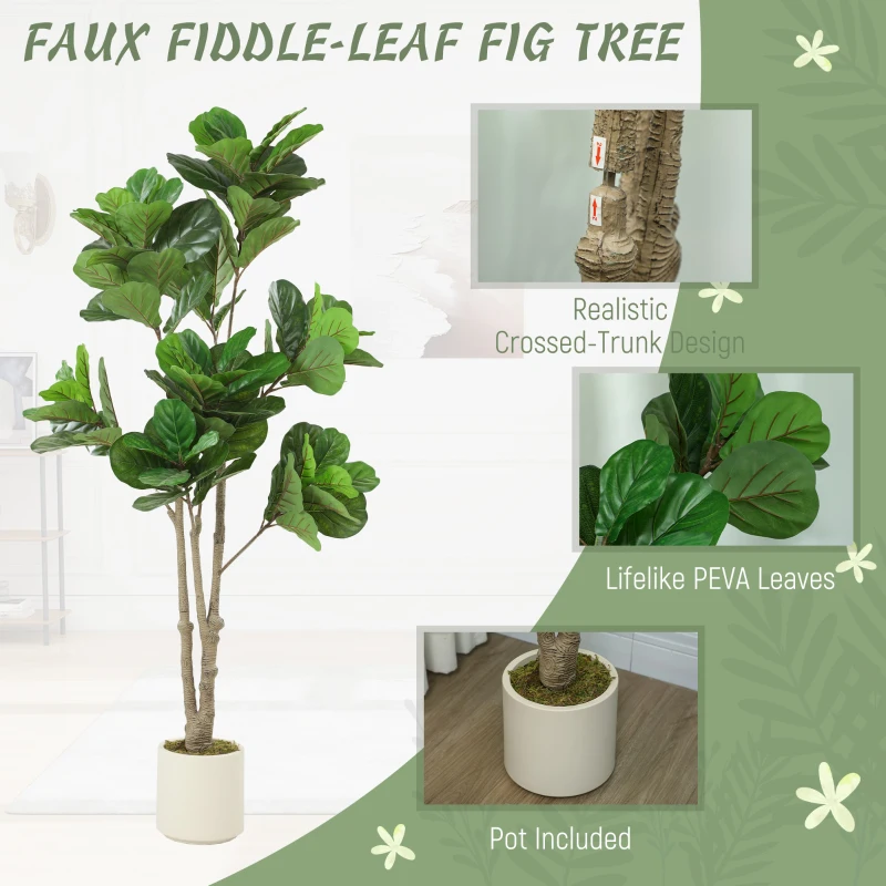 HOMCOM 180cm Artificial Fiddle Leaf Fig Tree - Green