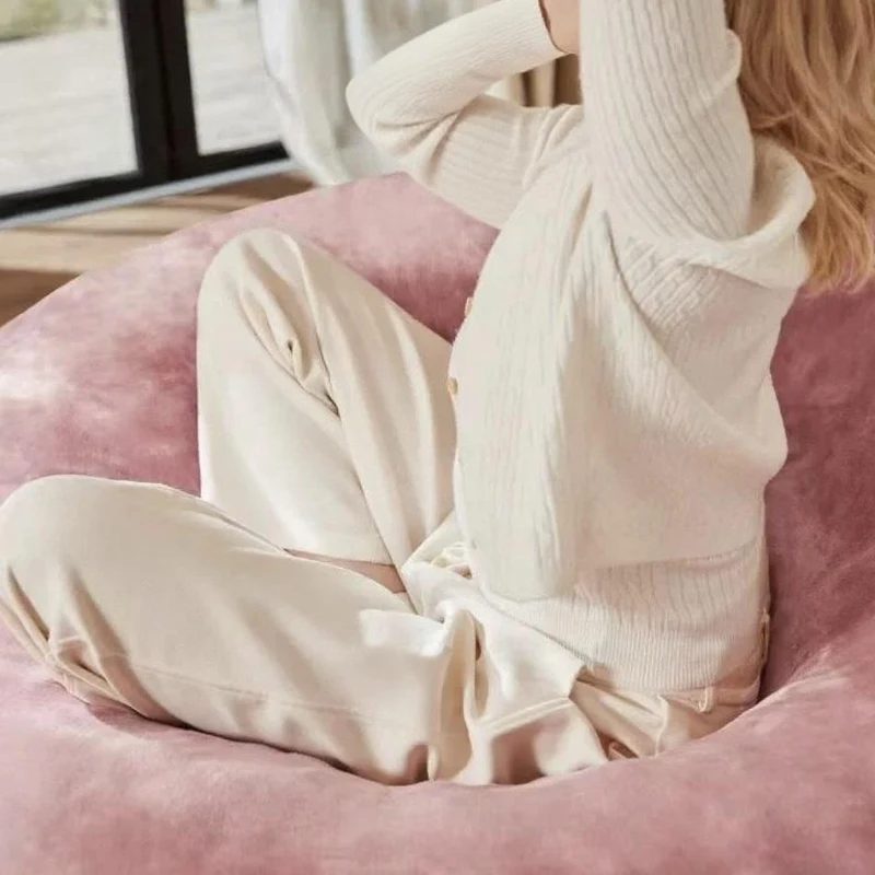 Large Bean Bag Sofa Chair with Foldable Space-Saving Design, Eco-Friendly Bead Filling, Reading Lounger for Adults, 150L x 150W x 60H cm, Pink