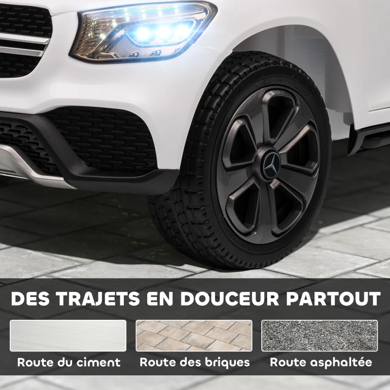 AIYAPLAY Mașină electrică pentru copii, vehicul electric 12V, telecomandă 2,4G, 3 viteze, pornire lentă, 105x68x50cm, alb
