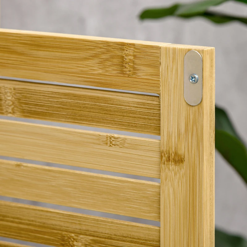 HOMCOM Dulap de baie, dulap baie, raft independent cu 2 uși oblon, raft deschis, bambus, dulap de depozitare pentru baie, living 50 x 25,5 x 92cm Natural