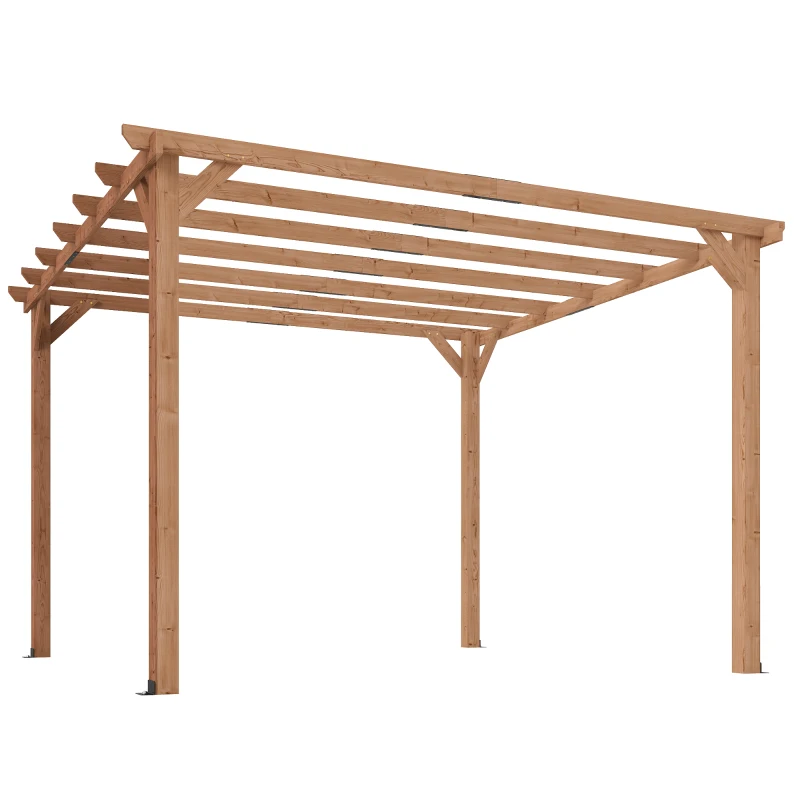 Outsunny Pergola en bois tonnelle extérieur structure robuste avec poteaux 90 mm et 7 poutres 3 x 3 m effet bois d'érable