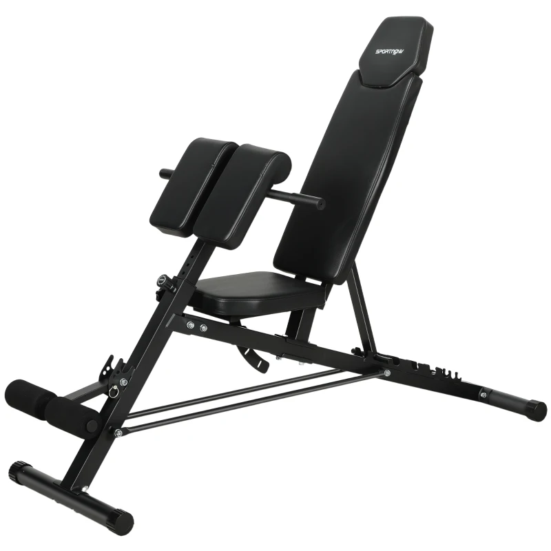 SPORTNOW Multifunctional weight bench, adjustable incline and flat bench with 6-position backrest, 3-position seat, black