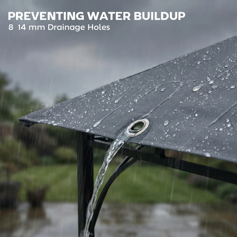 Outsunny Pabellón 3,2x3,2 m Estable Resistente al Invierno, Pabellón de Jardín con Voladizo de Techo Extensible, Doble Techo, Gris oscuro