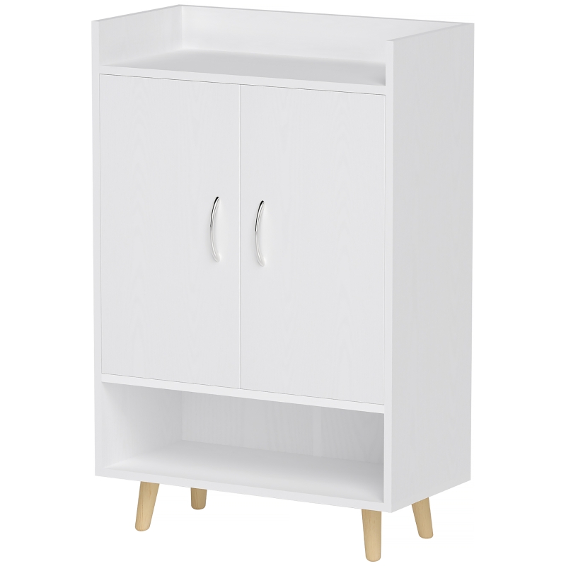 HOMCOM Dulap pentru încălțăminte, raft cu uși și polițe, pentru hol, comodă modernă pentru pantofi, suporturi pentru pantofi, 60 x 30 x 92 cm, Alb