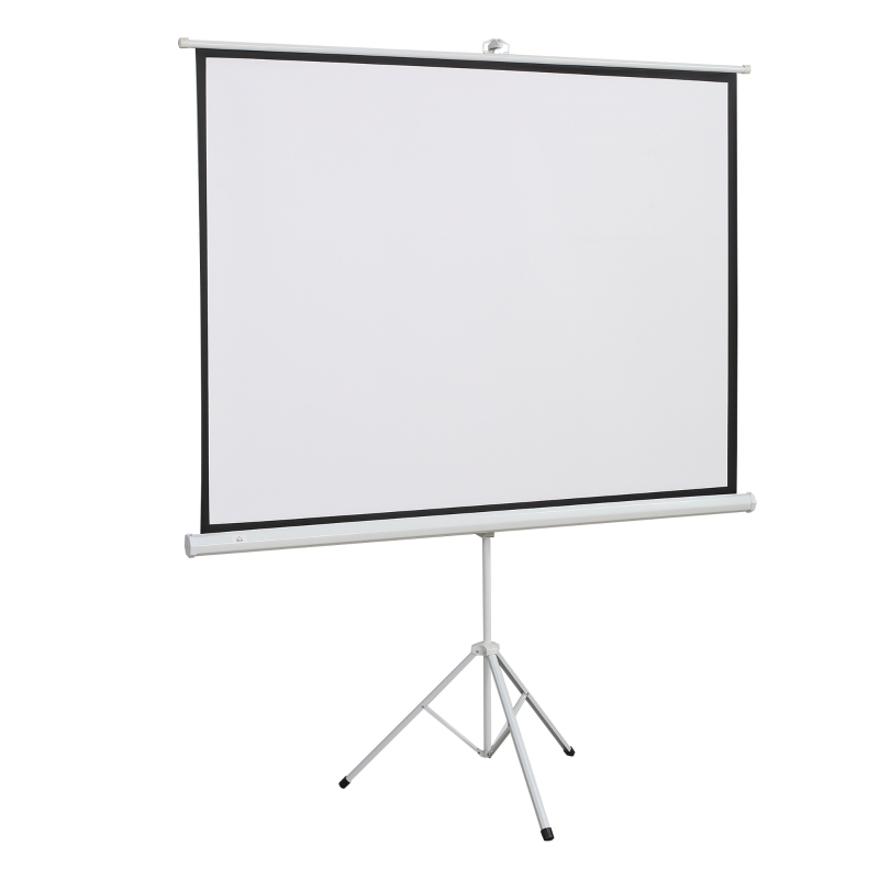 HOMCOM Ecran de Proiecție 84 inch cu Stativ, Suprafață de Proiecție 4:3, Pliabil și Reglabil pe Înălțime, 171x128 cm, Alb