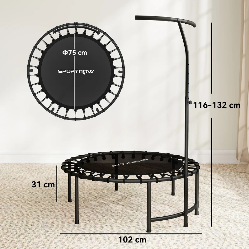 SPORTNOW Trambulină Rebounder, mâner reglabil în 5 trepte, trambulină pentru antrenament, Negru