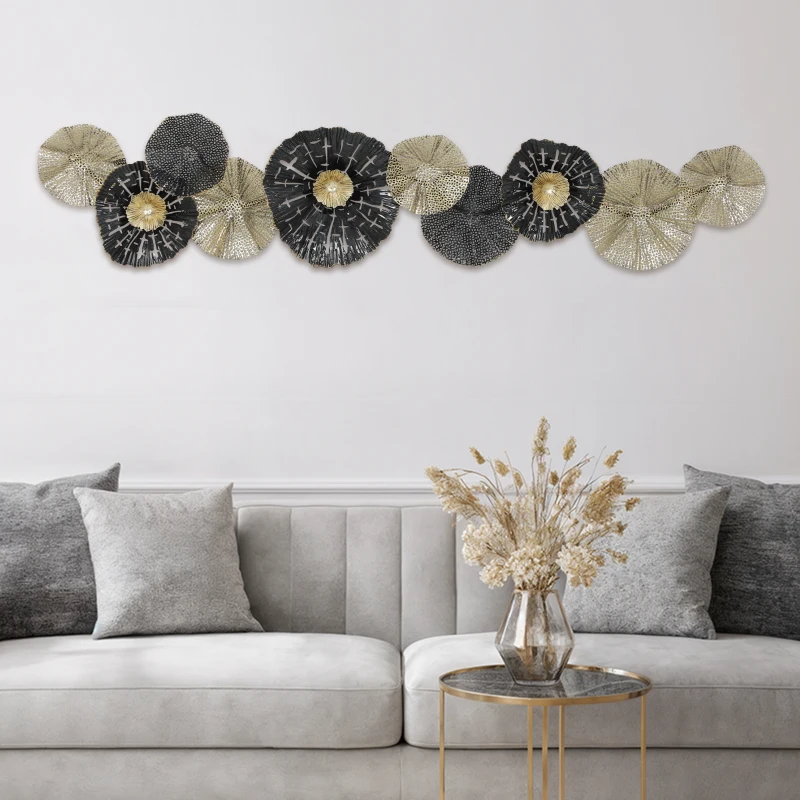 HOMCOM Imagine de perete, decorațiune de perete cu ramă metalică, stil modern, Negru+Auriu