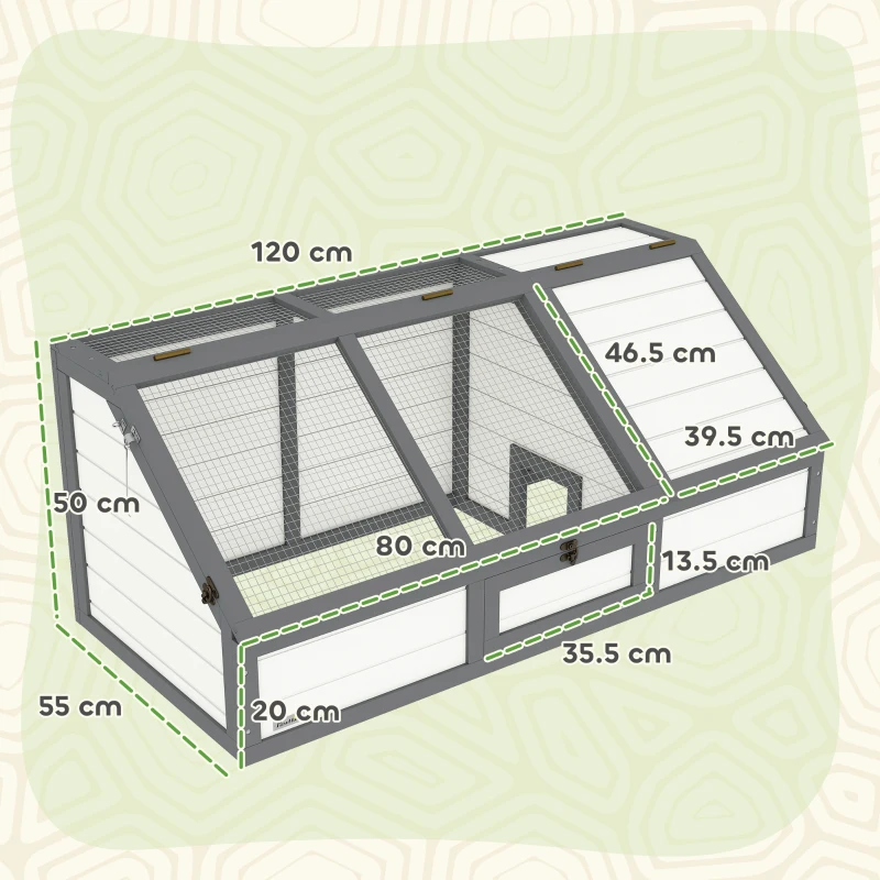 PawHut Cutie pentru țestoase, țarc exterior pentru țestoase, design fără podea, ușor de deschis, adăpost pentru țestoase, Alb