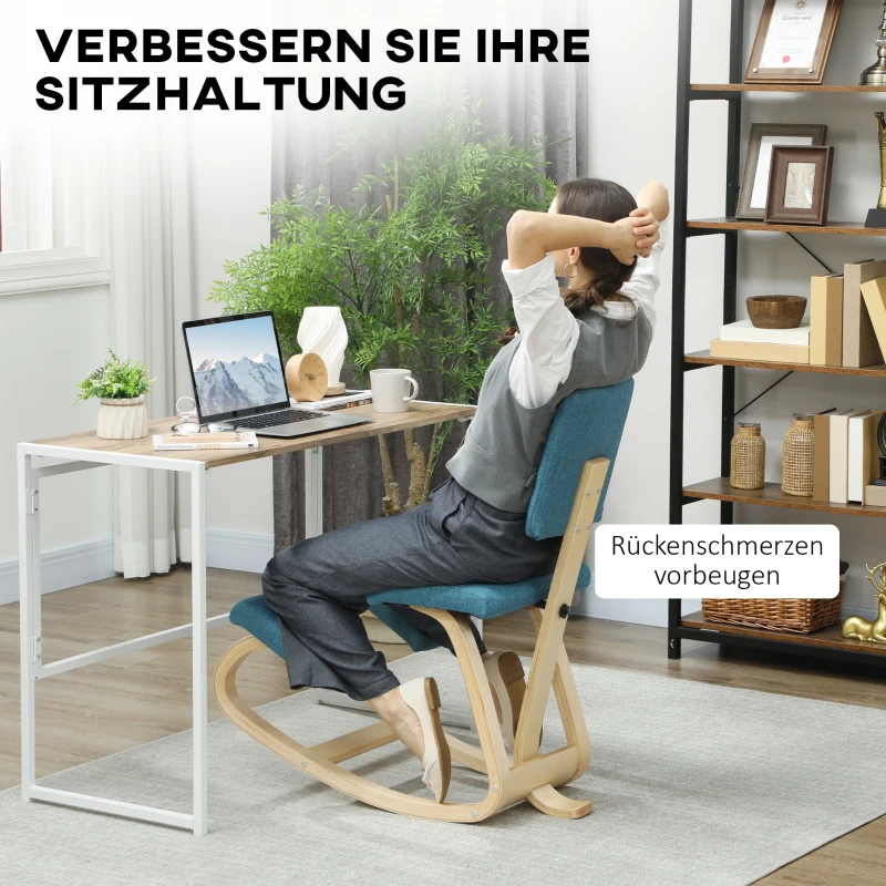 HOMCOM Ergonomischer Kniestuhl, Kniehocker Gesundheitsstuhl für Zuhause, Büro, Meditation Dunkelblau