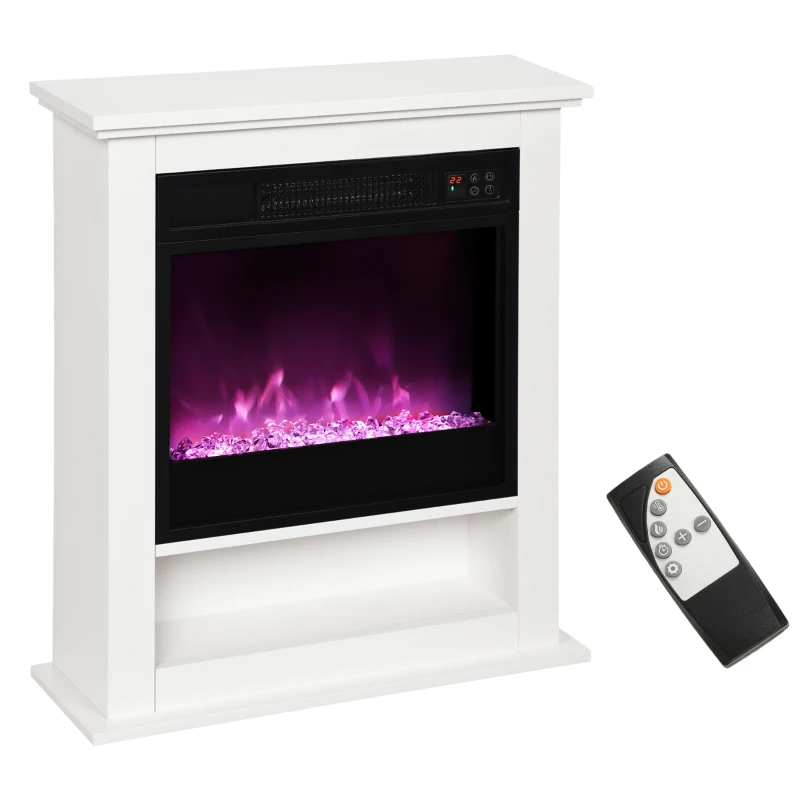 HOMCOM 1800W Adjustable Faux Flame Electric Fireplace - White