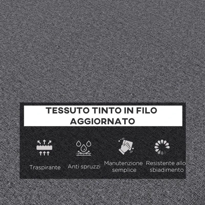Outsunny Set 2 Cuscini per Sedie da Esterno con Lacci e 2 Imbottiture, in Poliestere e Cotone, 190.5x58.4x7 cm, Grigio